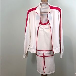 Athleta white/red tennis dress + jacket set size M